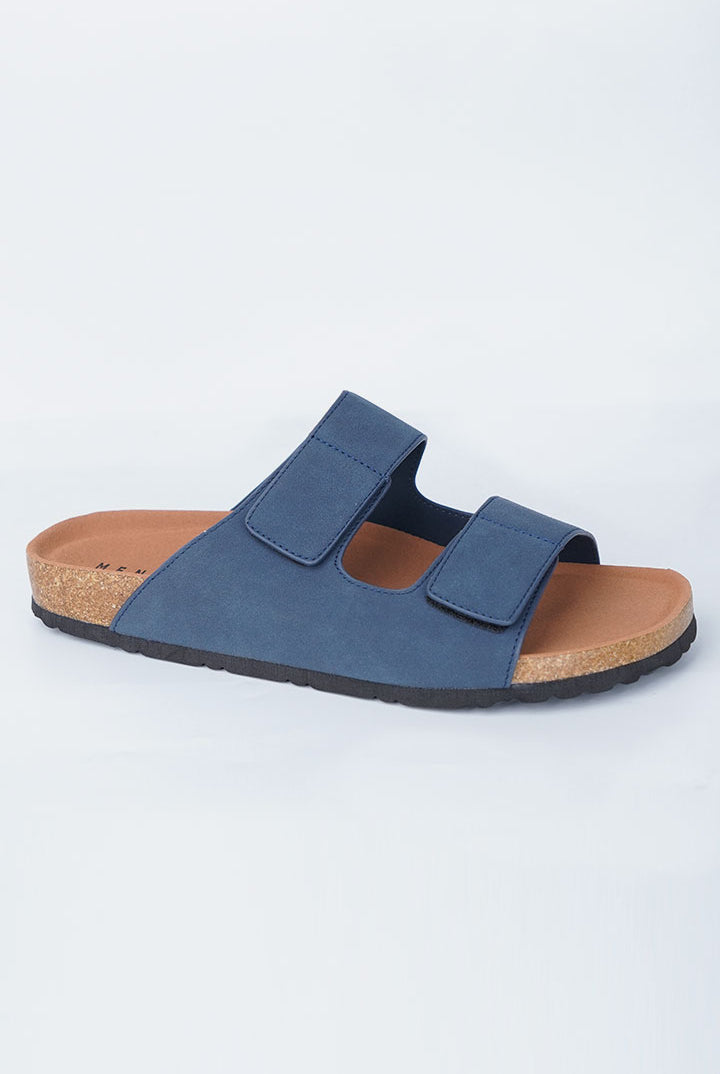 Two-Strap Velcro Slides - Navy Blue - Mendeez