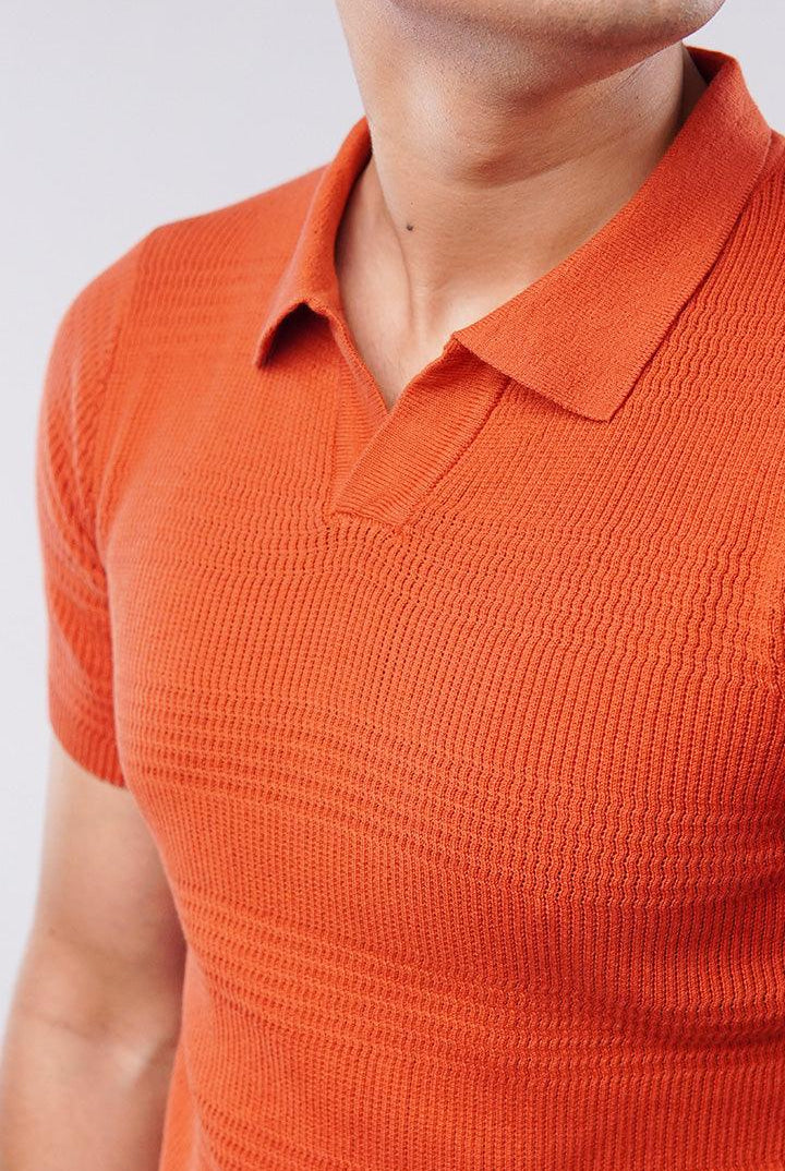 Johnny Collar Polo Shirt - Orange - Mendeez