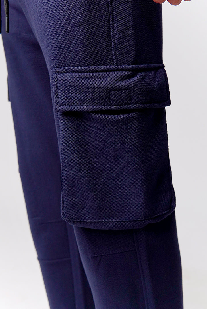 Knit Cargo Trouser- Navy - Mendeez