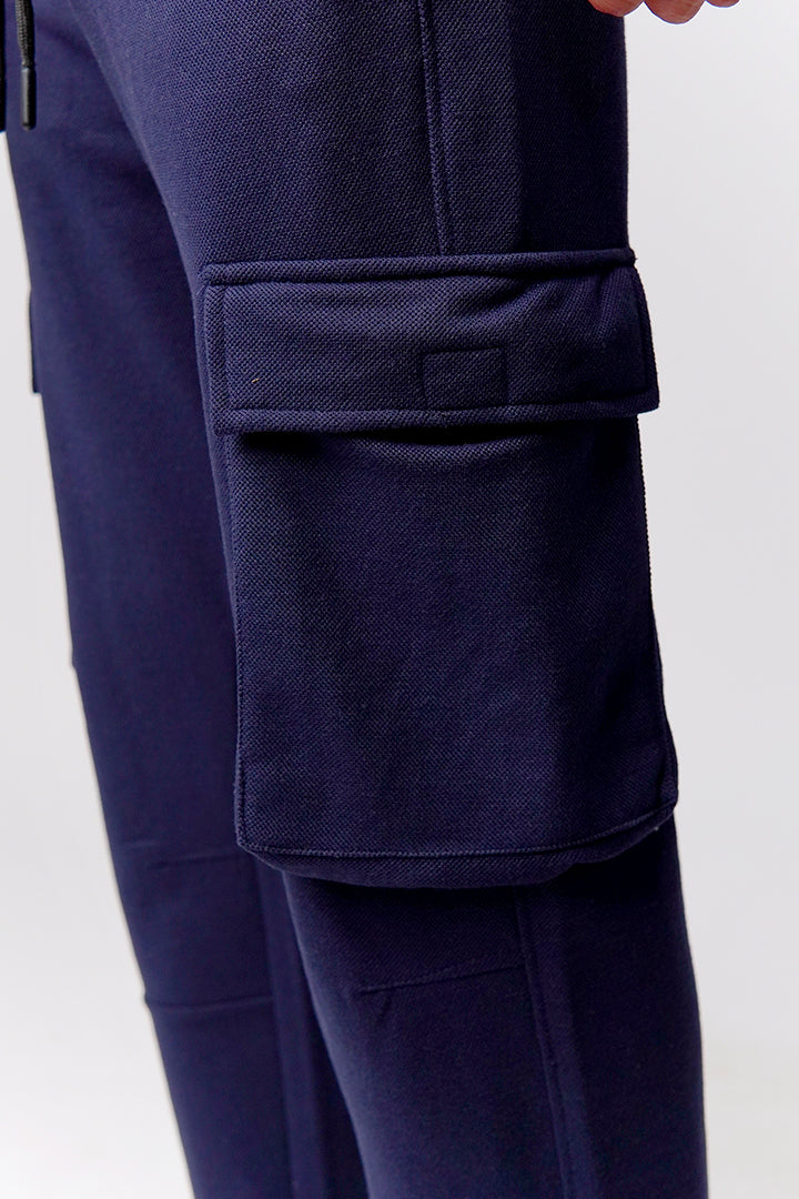 Knit Cargo Trouser- Navy - Mendeez