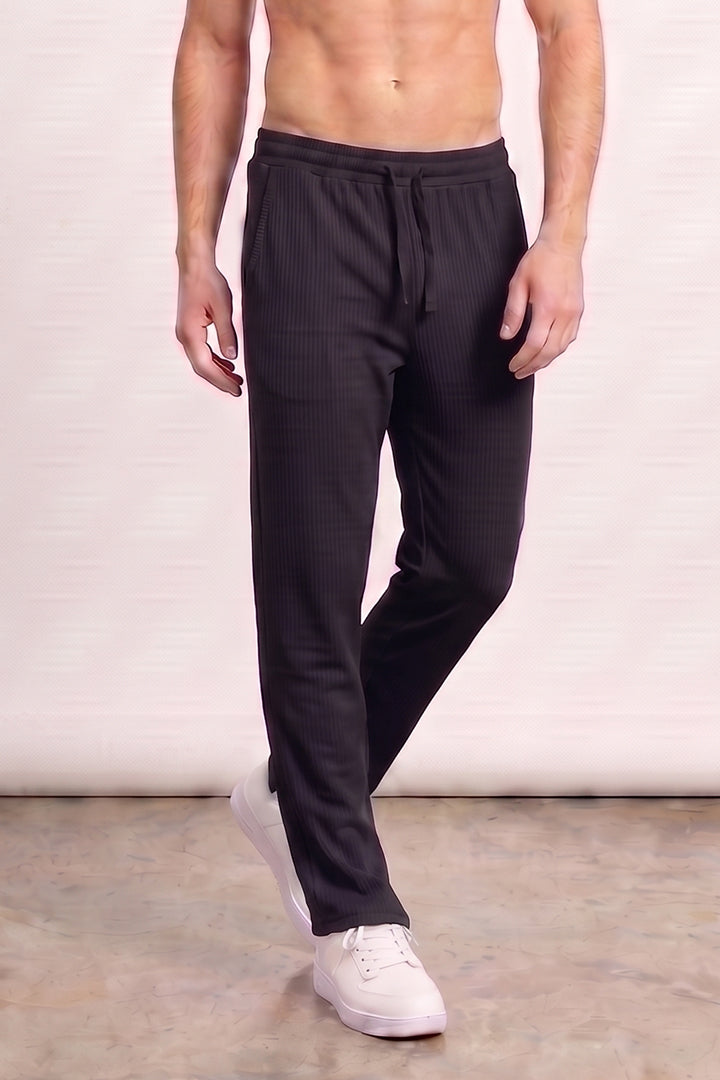 Split Hem Trousers - Black-1-MENDEEZ