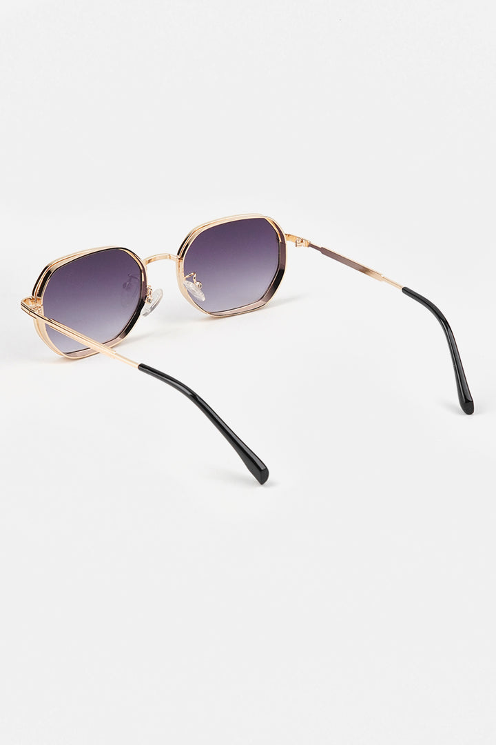 Vintage Polygon Metal Sunglasses - Gold - Mendeez