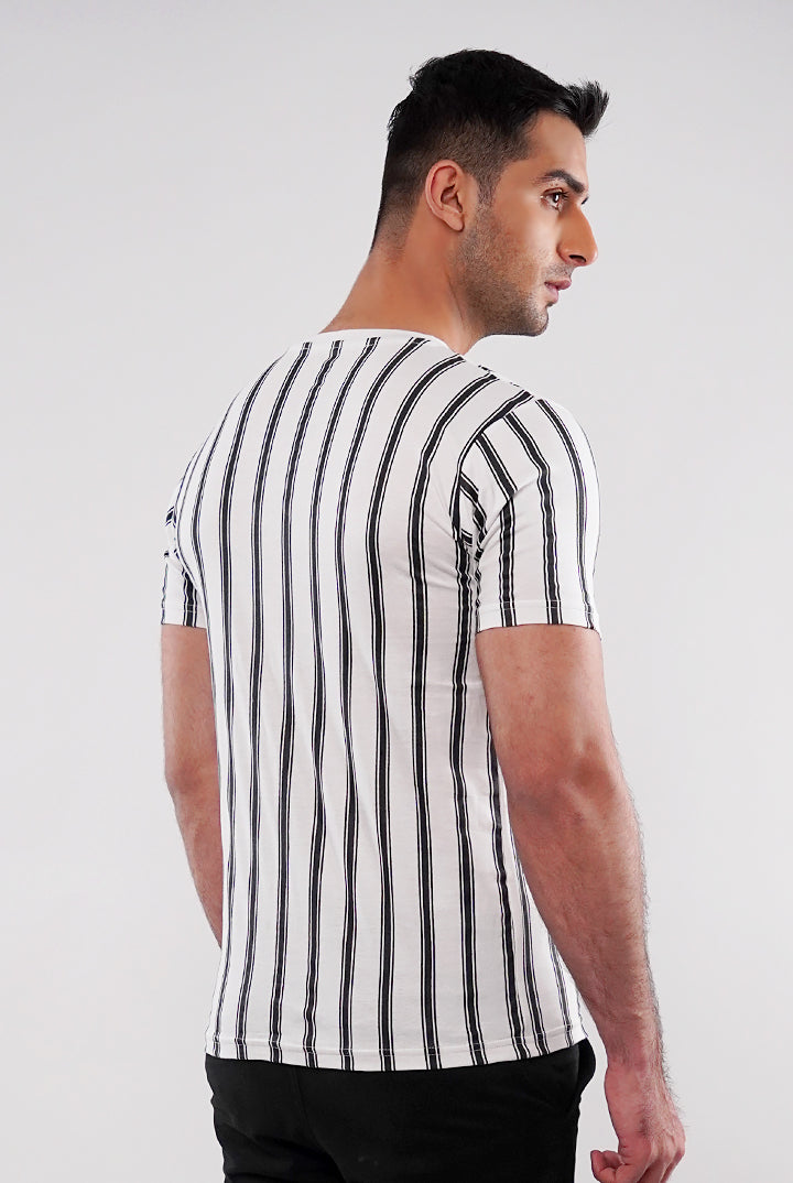 MNDZ Striped T-Shirt - Black & White - Mendeez