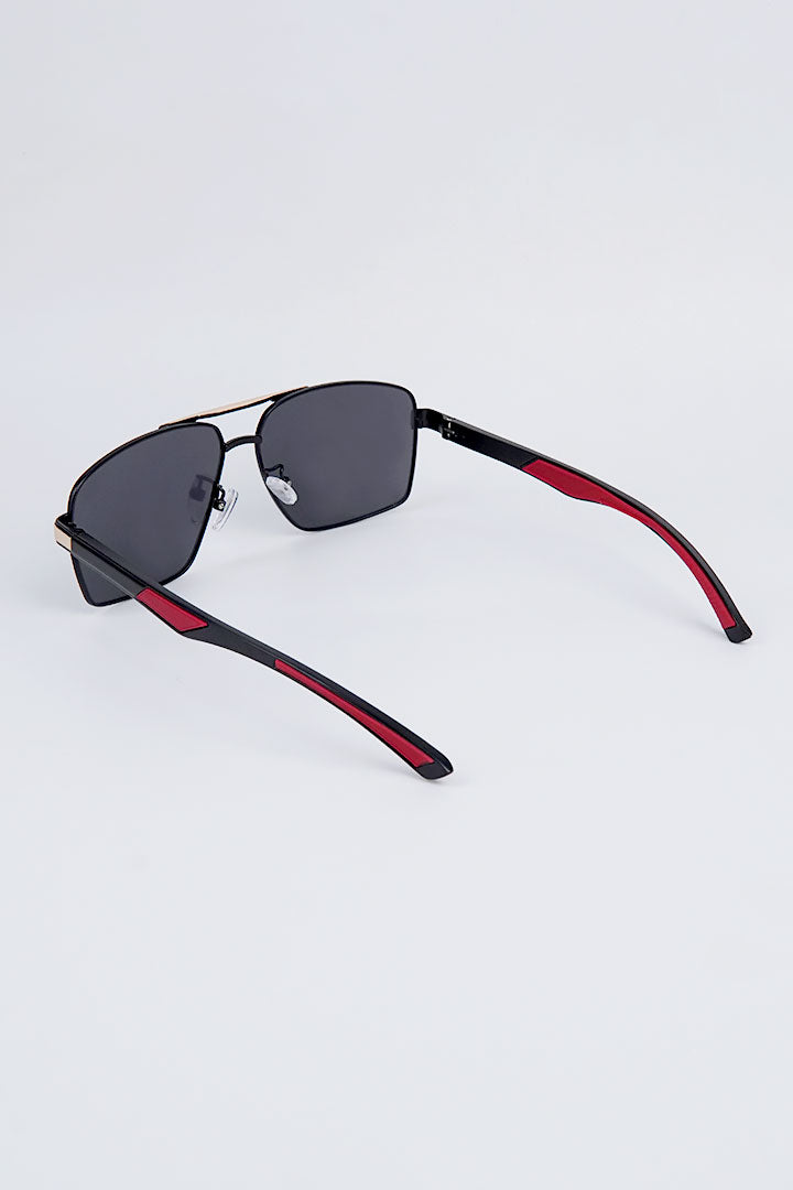 Double Bridge Aviator Sunglasses - Black - Mendeez