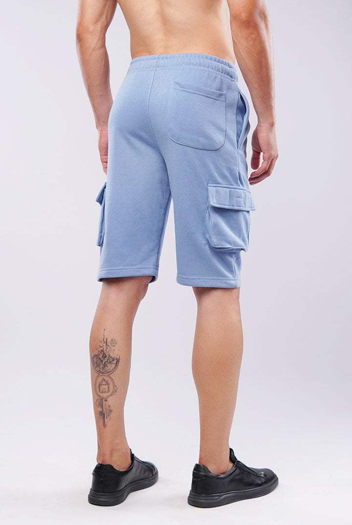 Terry Cargo Shorts - Light Blue - Mendeez