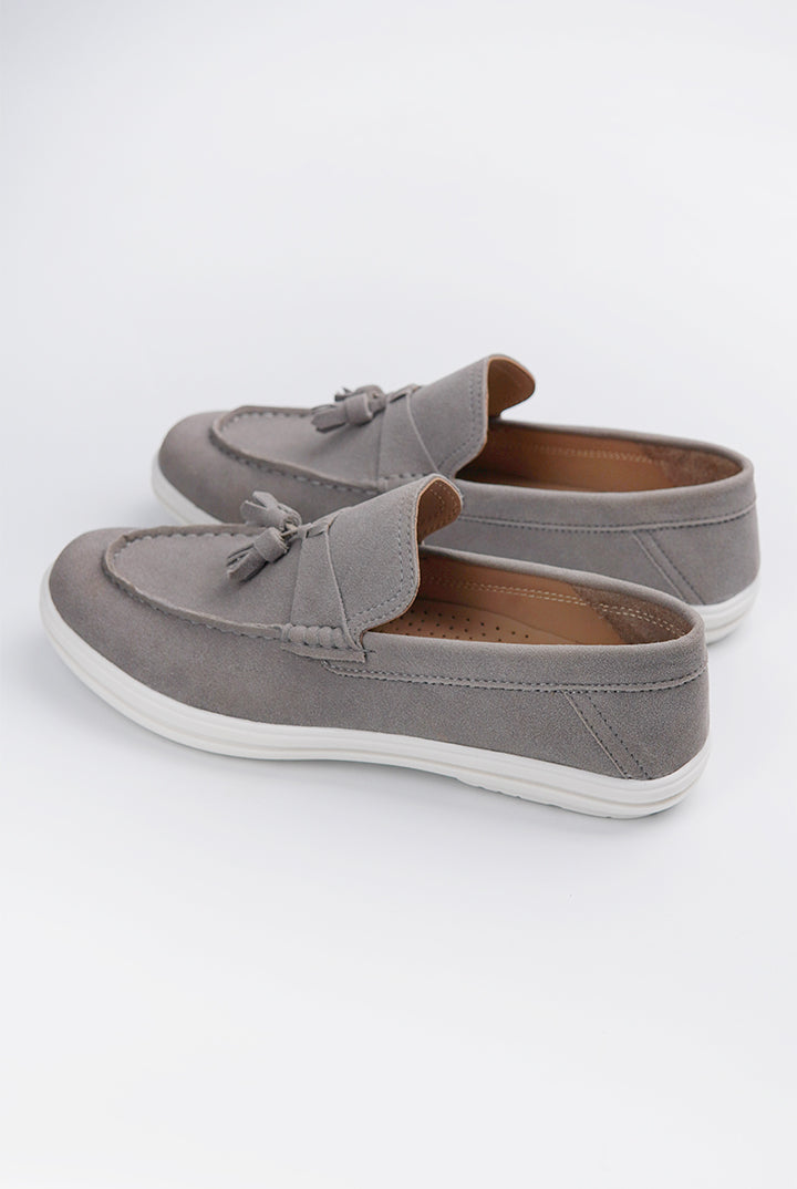 Slip On Suede Loafers - Grey - Mendeez