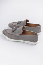 Slip On Suede Loafers - Grey - Mendeez
