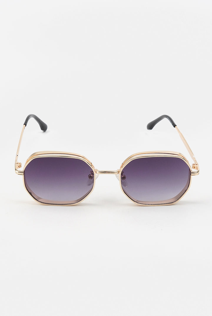 Vintage Polygon Metal Sunglasses - Gold - Mendeez