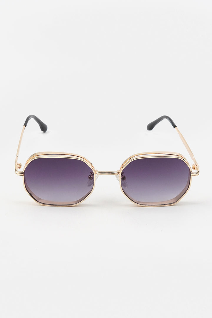 Vintage Polygon Metal Sunglasses - Gold - Mendeez