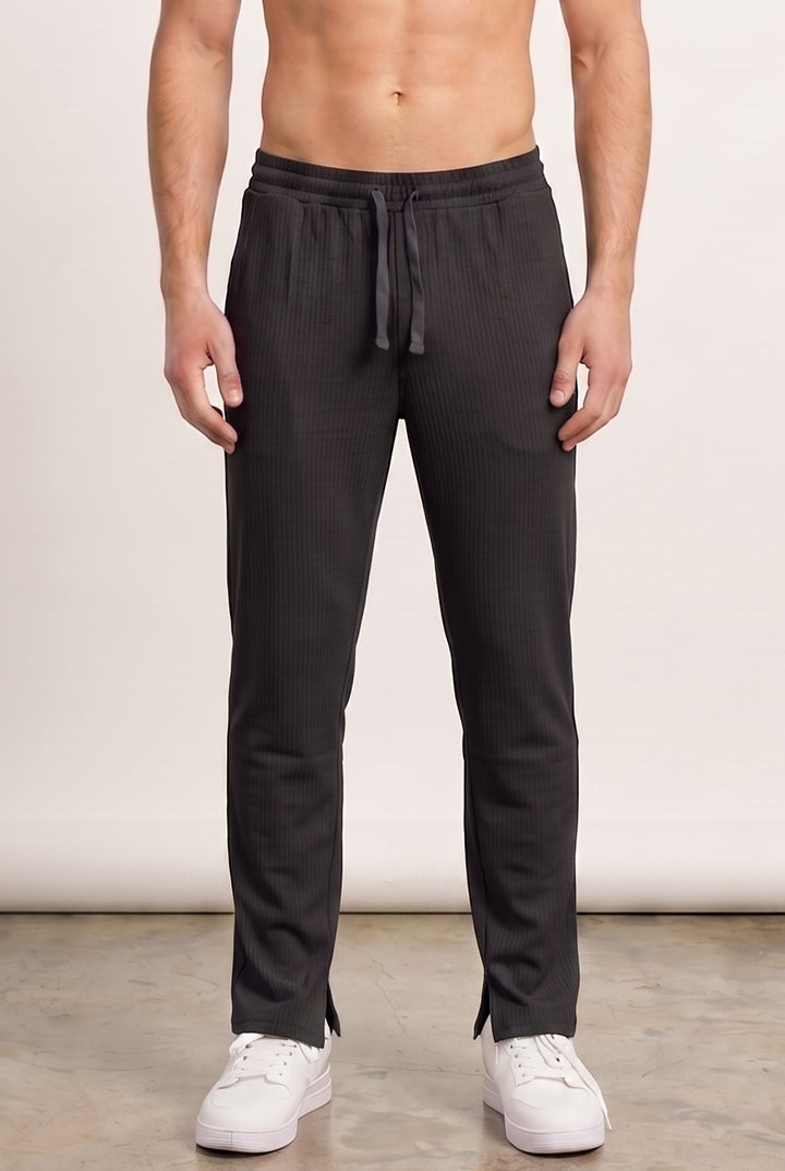 Split Hem Trousers - Black-3-MENDEEZ