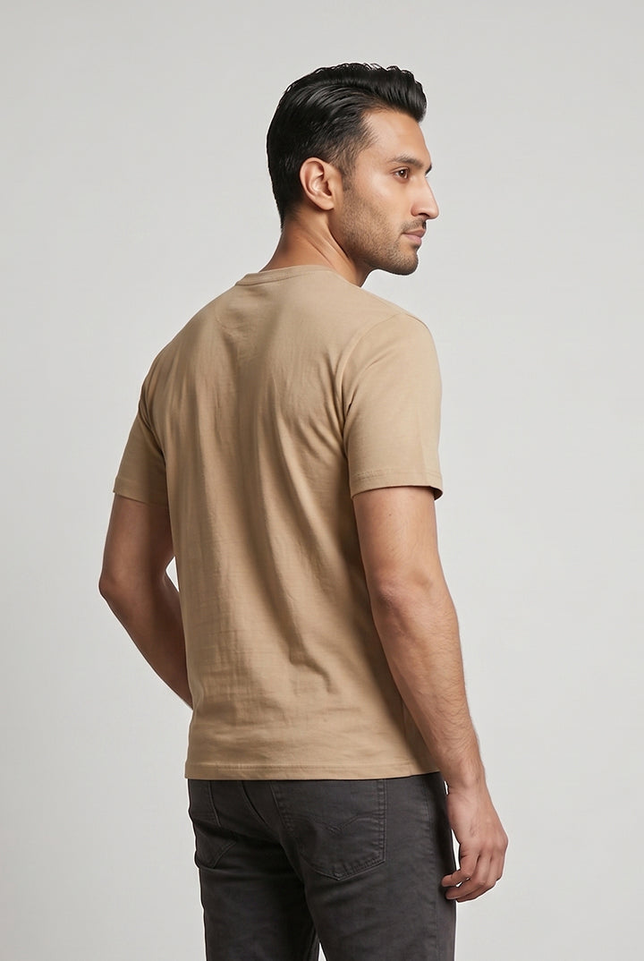 Crew Neck T-Shirt - Beige - Mendeez