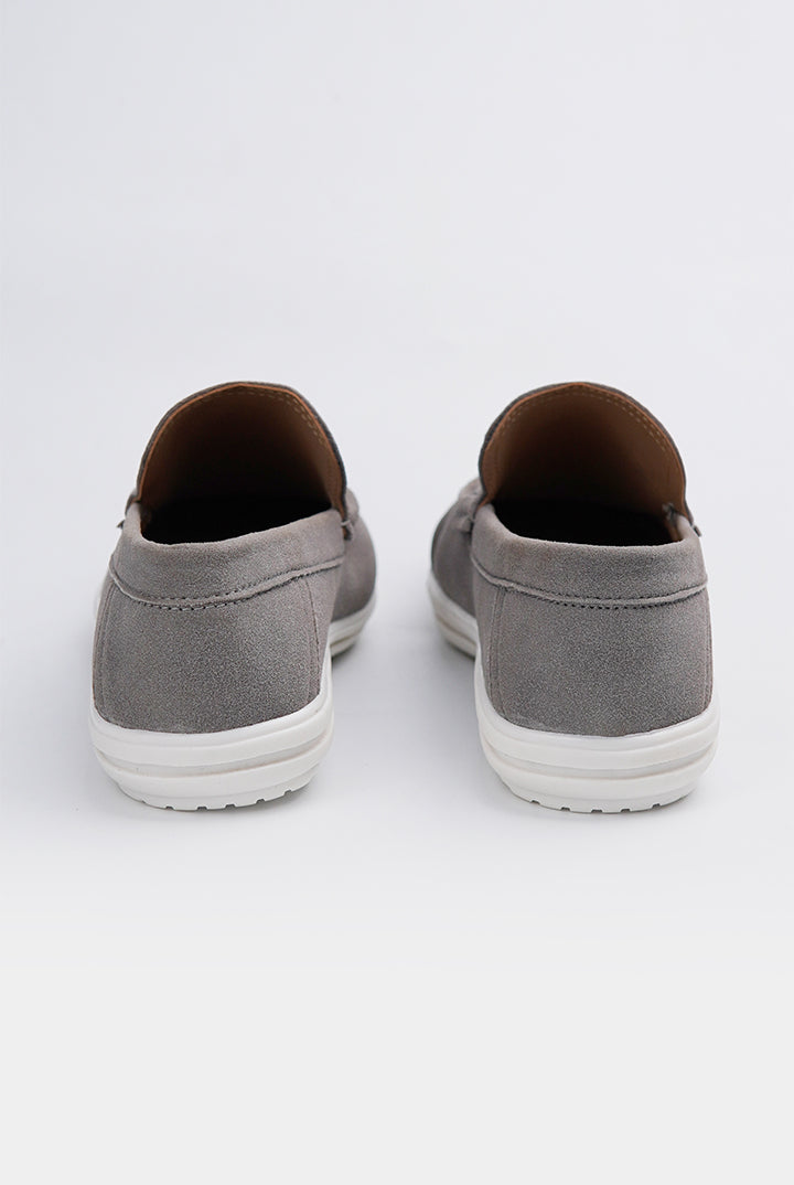 Slip On Suede Loafers - Grey - Mendeez
