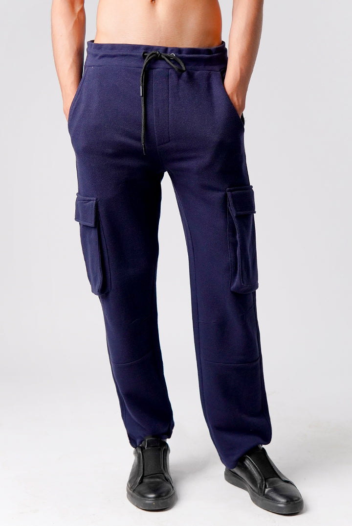 Knit Cargo Trouser- Navy - Mendeez