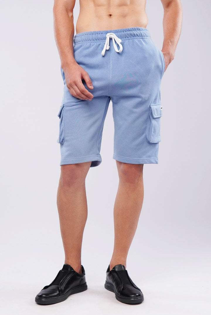Terry Cargo Shorts - Light Blue - Mendeez