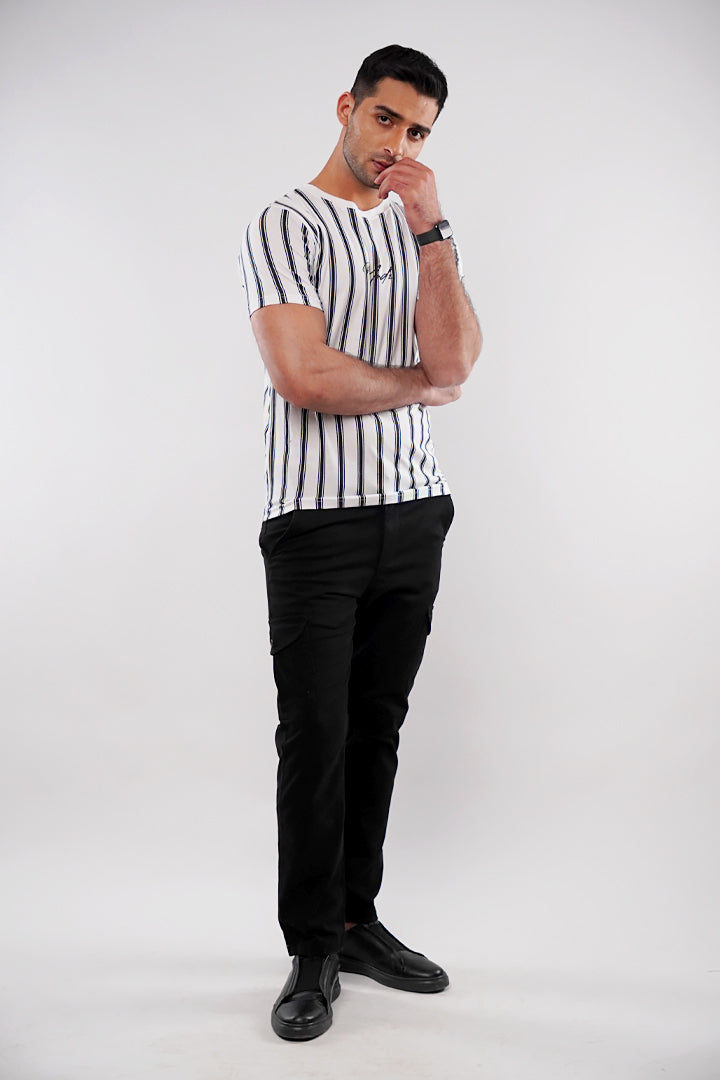 MNDZ Striped T-Shirt - Black & White - Mendeez
