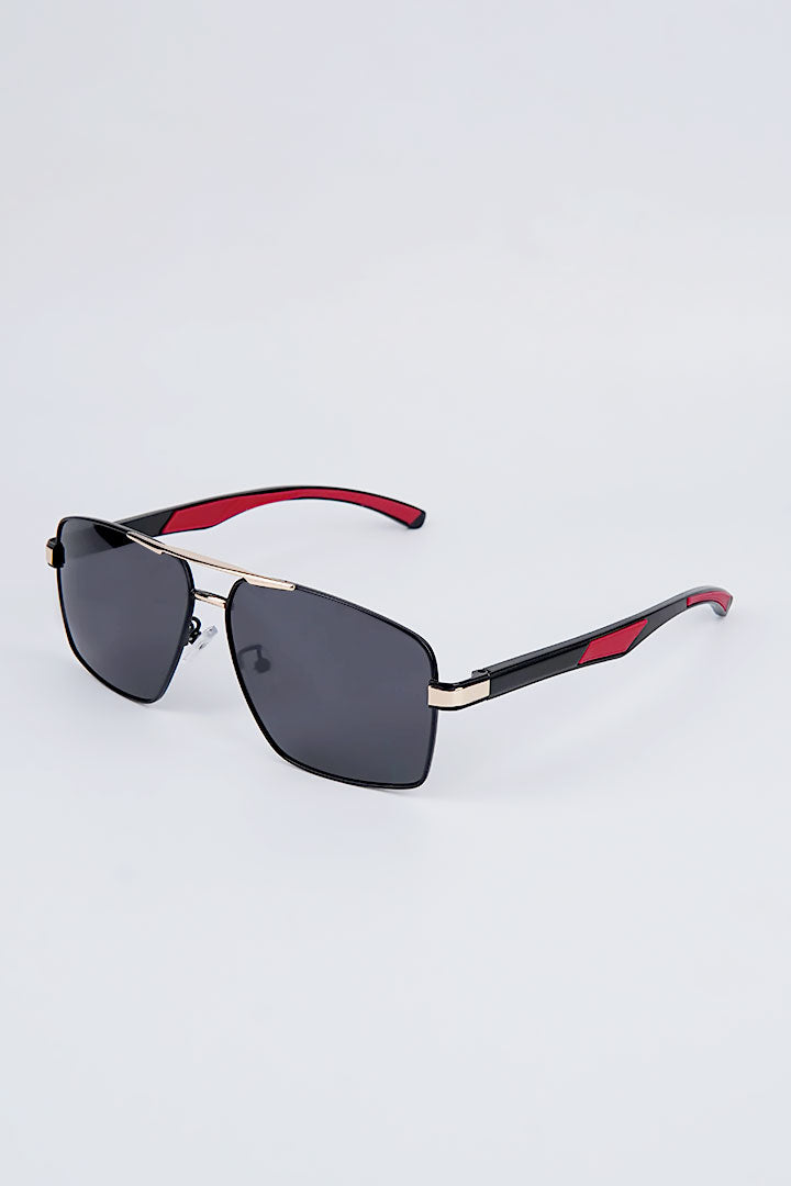 Double Bridge Aviator Sunglasses - Black - Mendeez
