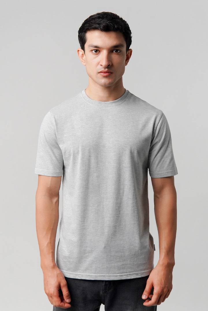 Regular Fit Crew Neck T-Shirt - Heather Grey - Mendeez