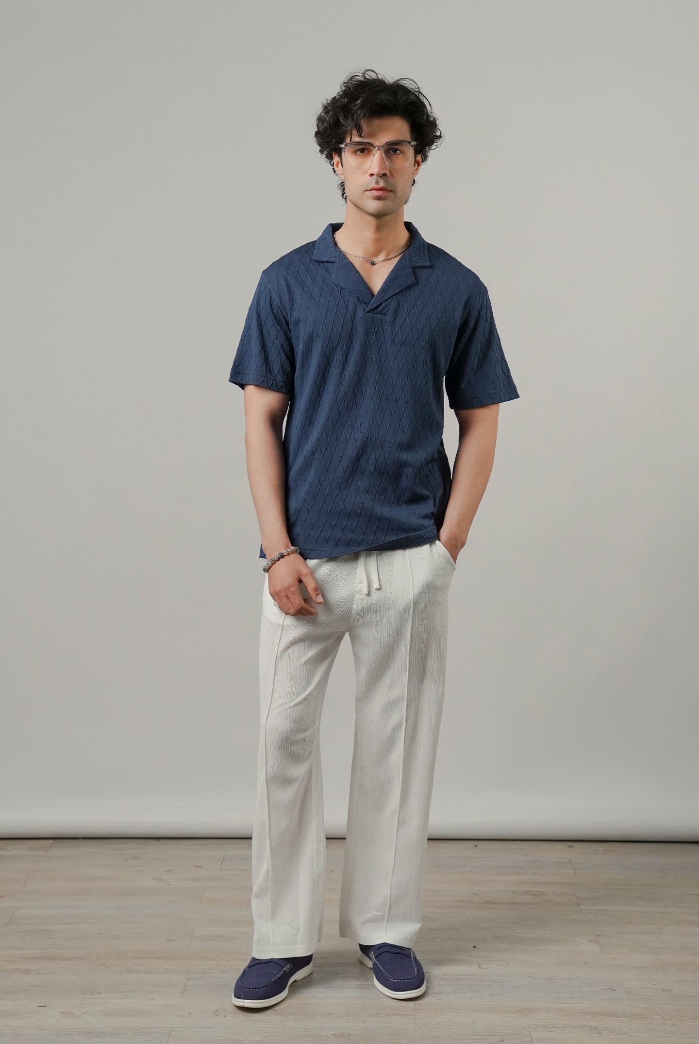 Cuban Collar Polo - Ocean Blue - Mendeez