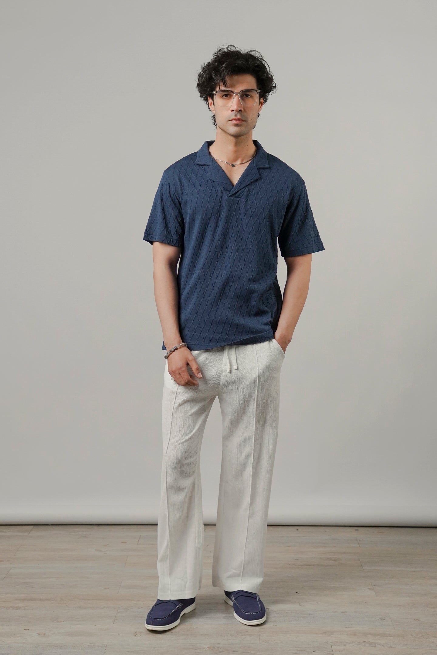 Cuban Collar Polo - Ocean Blue - Mendeez