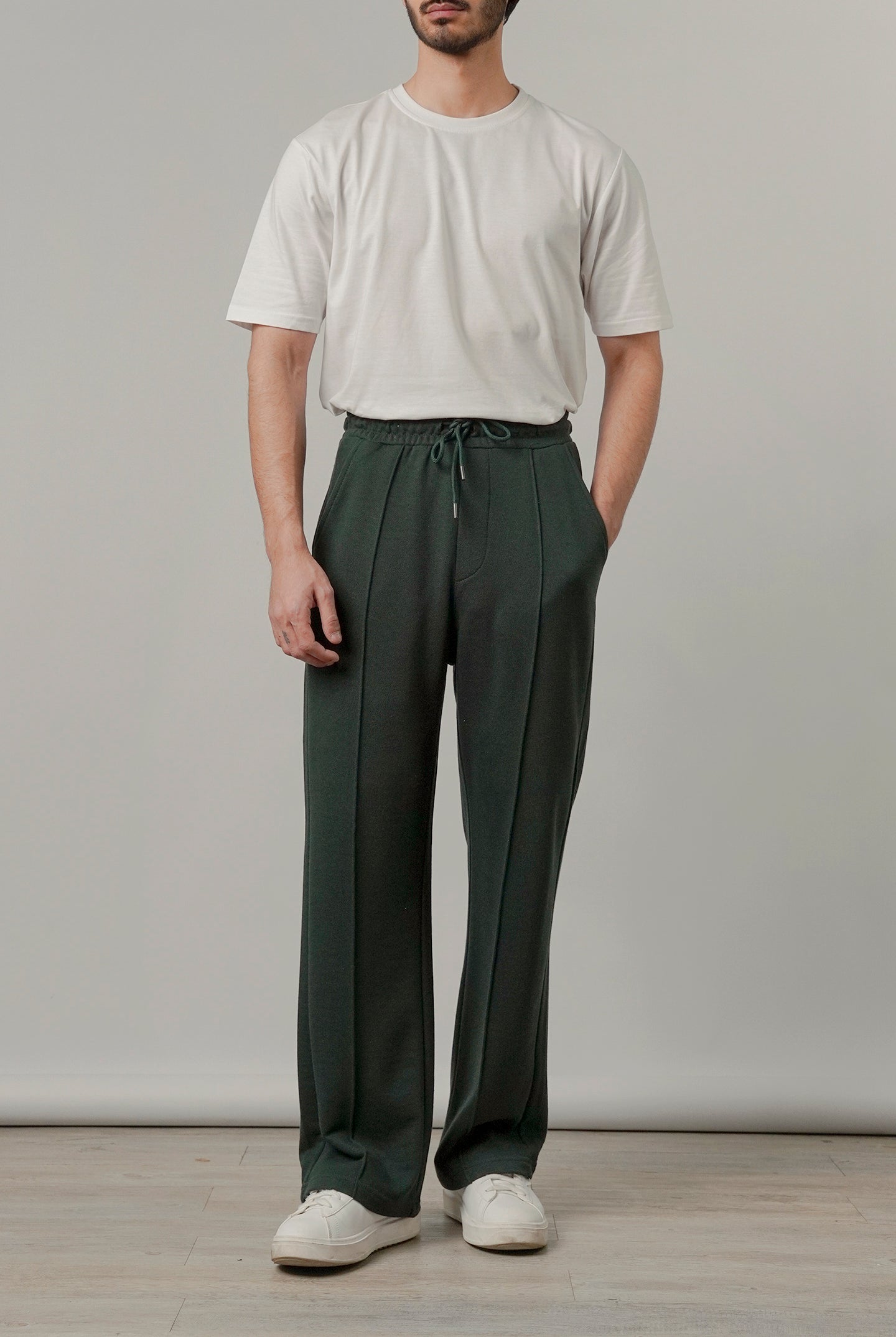 Pintex Jogger Pants - Bottle Green - Mendeez