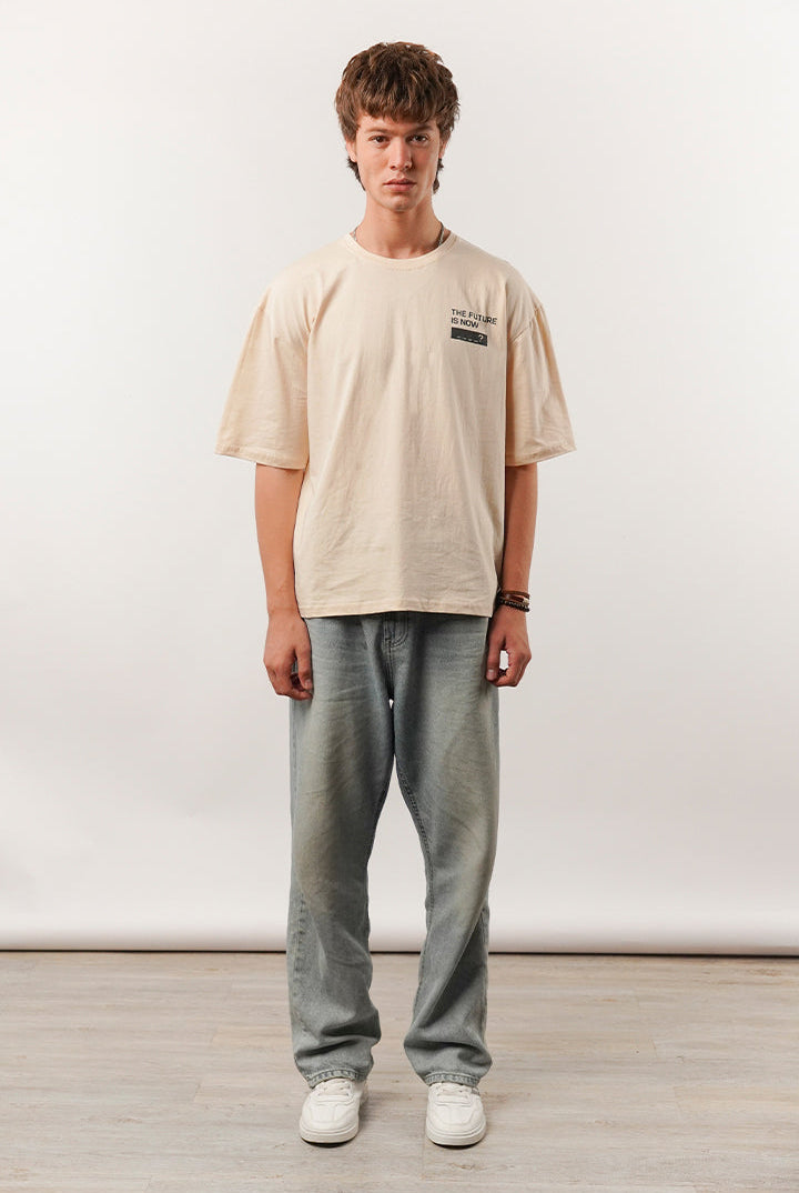 Box Fit Tee - Beige - Mendeez