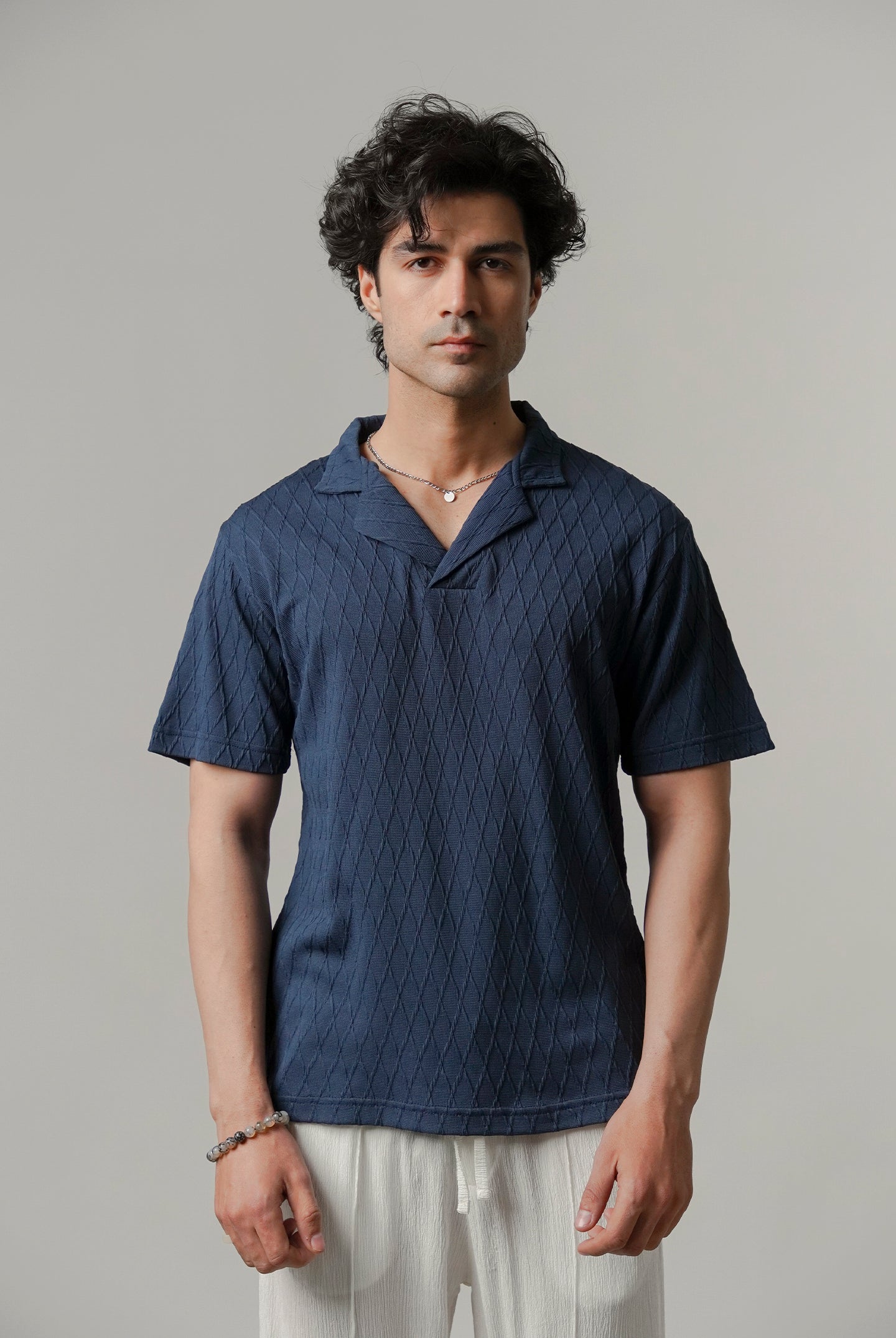 Cuban Collar Polo - Ocean Blue - Mendeez