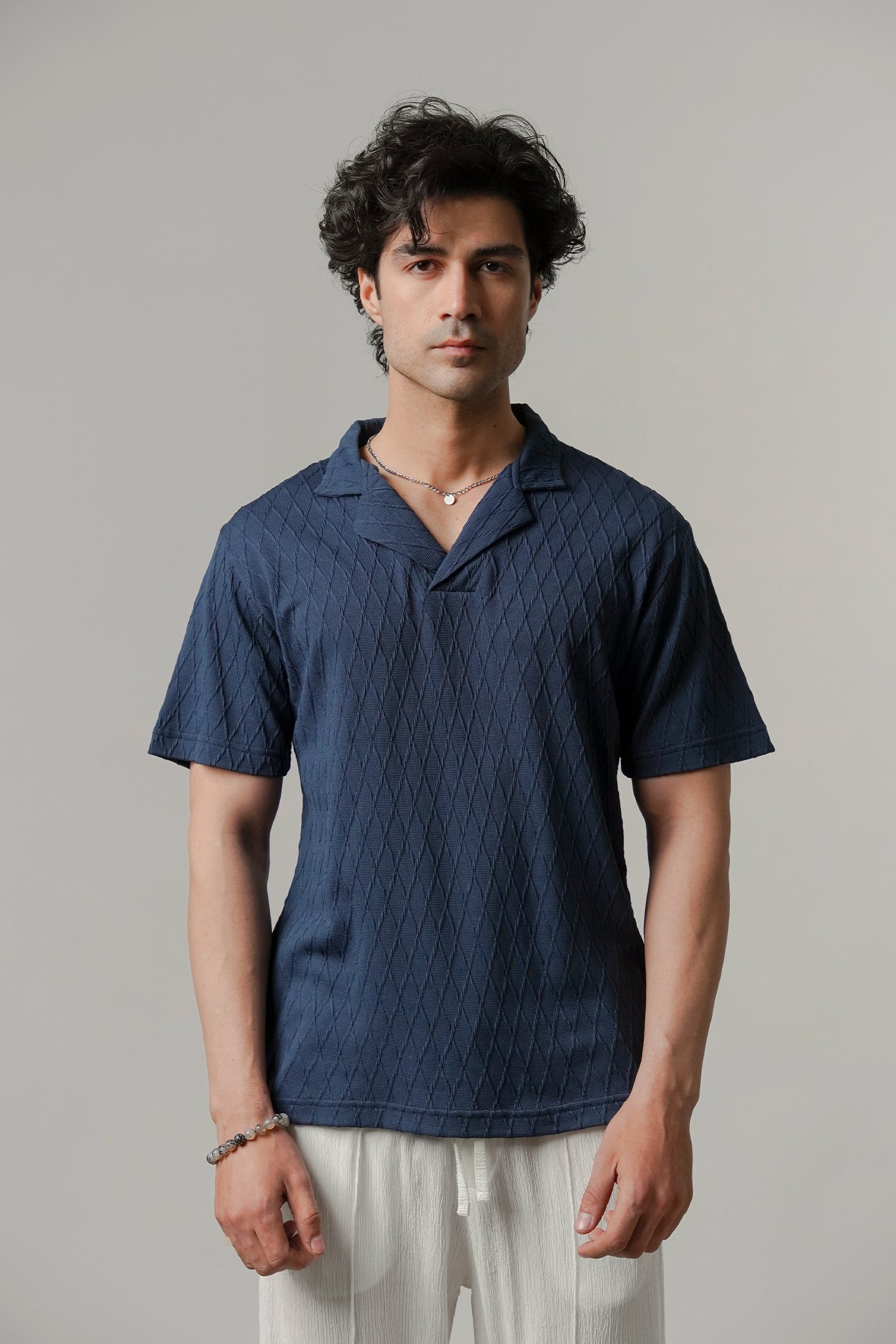 Cuban Collar Polo - Ocean Blue - Mendeez