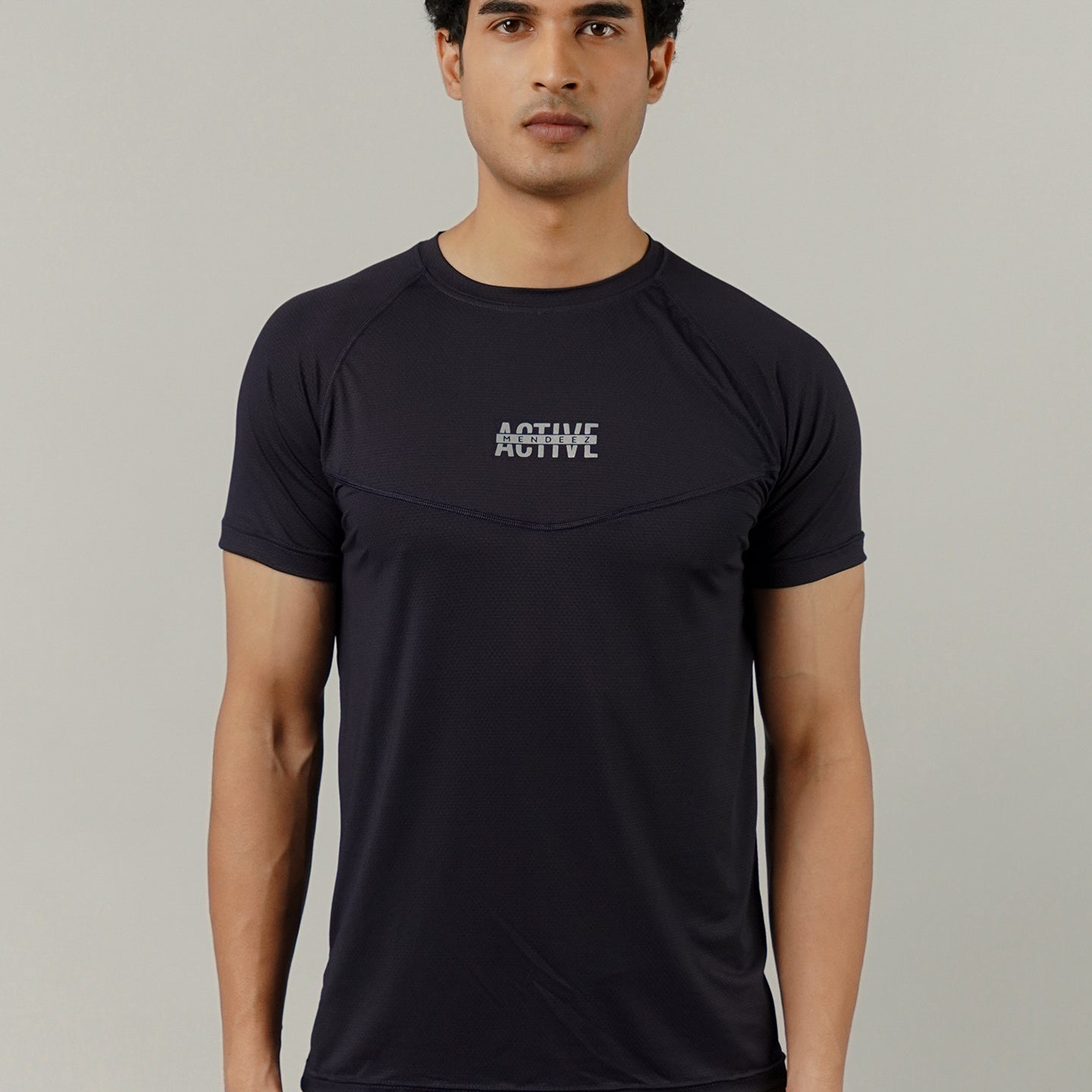 Textured T-Shirt - Navy Blue - Mendeez
