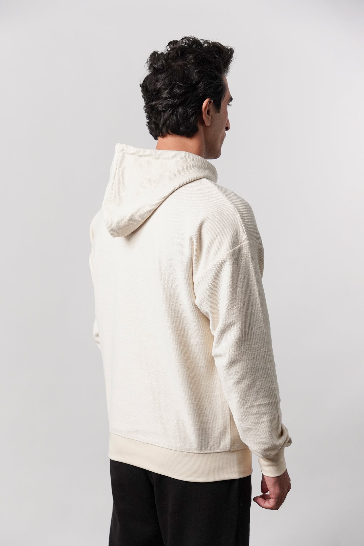 Pullover Embroidered Hoodie - Cream - Mendeez