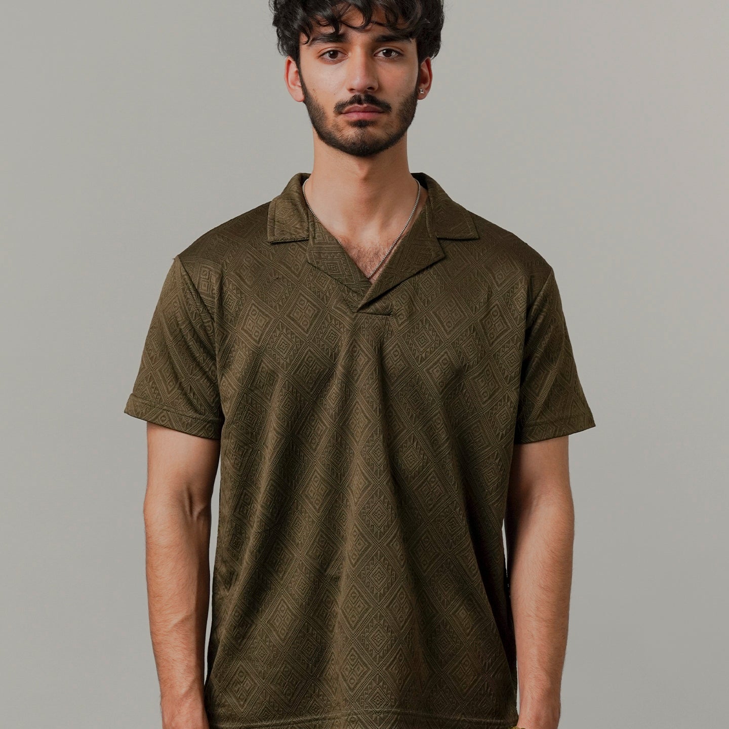 Cuban Collar Polo - Olive Green - Mendeez