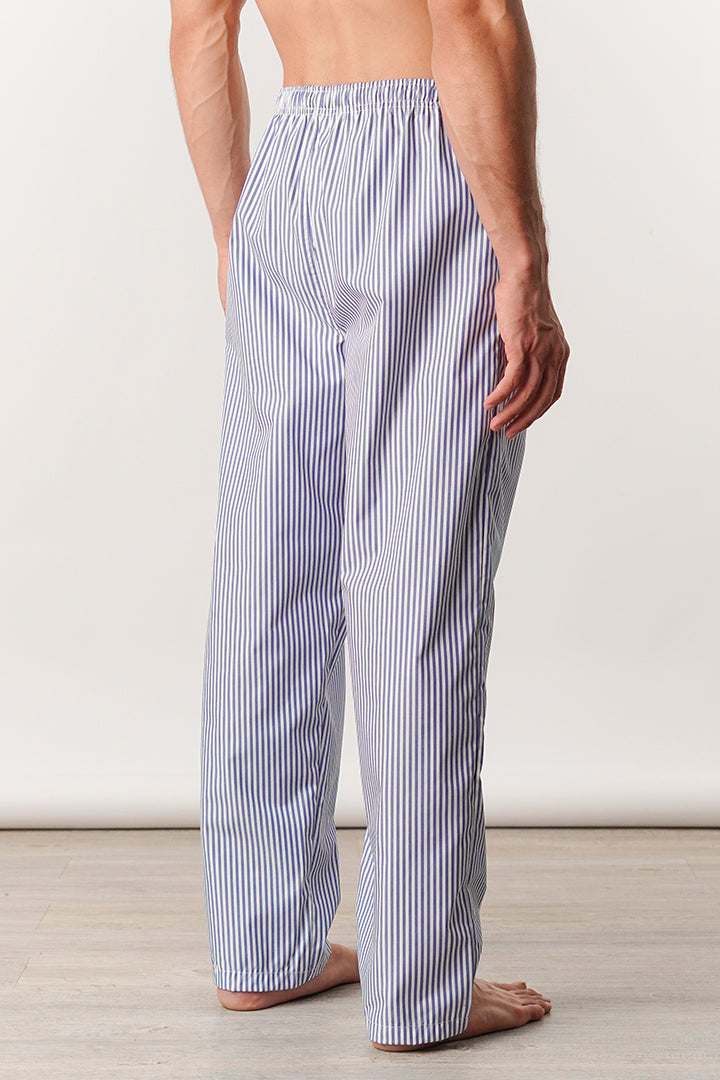 Striped Woven Pajamas - White & Blue - Mendeez
