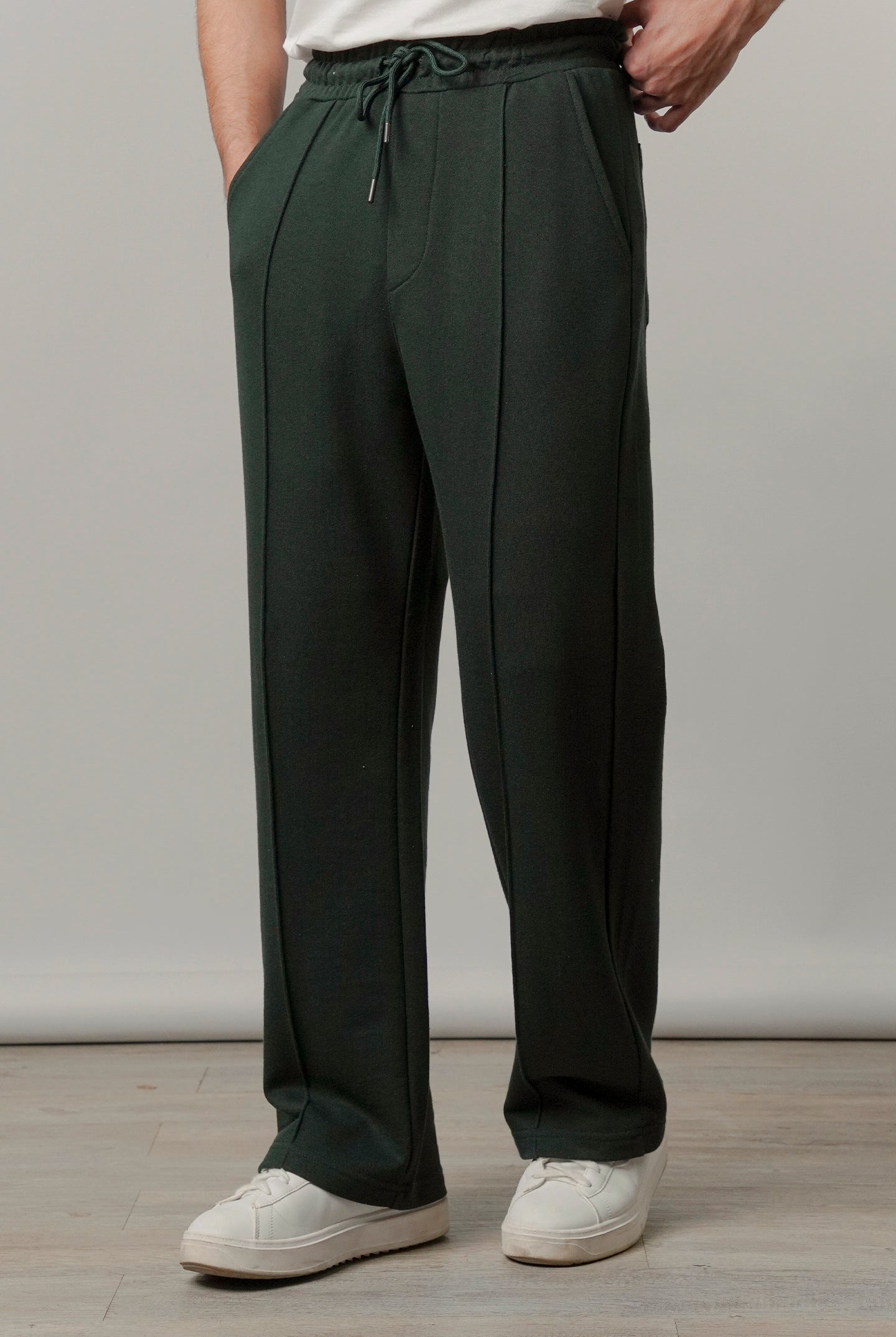 Pintex Jogger Pants - Bottle Green - Mendeez