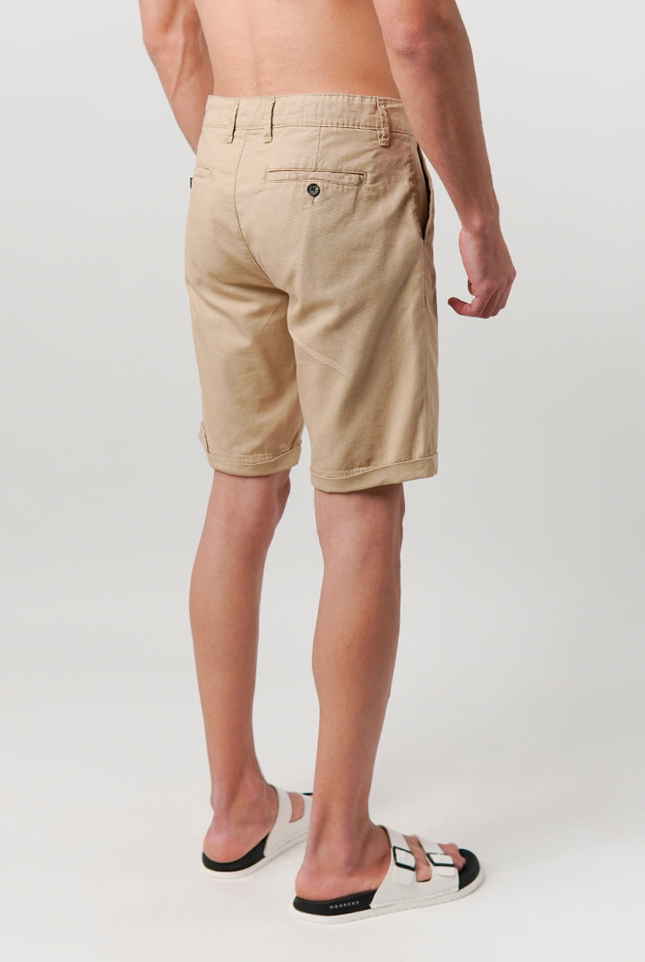 Linen Blend Shorts - Beige - Mendeez
