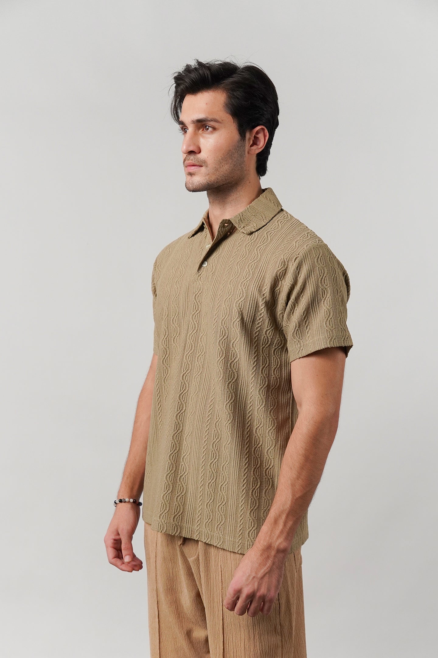 Knitted Polo Shirt - Dark Sand - Mendeez