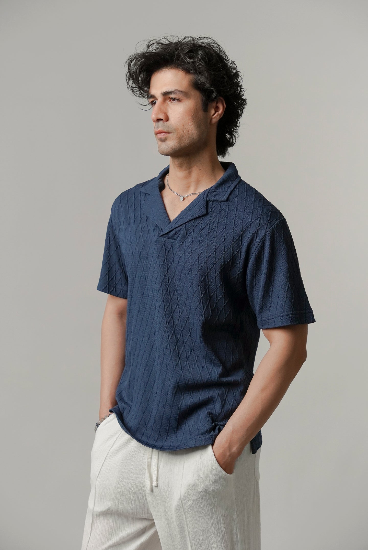 Cuban Collar Polo - Ocean Blue - Mendeez