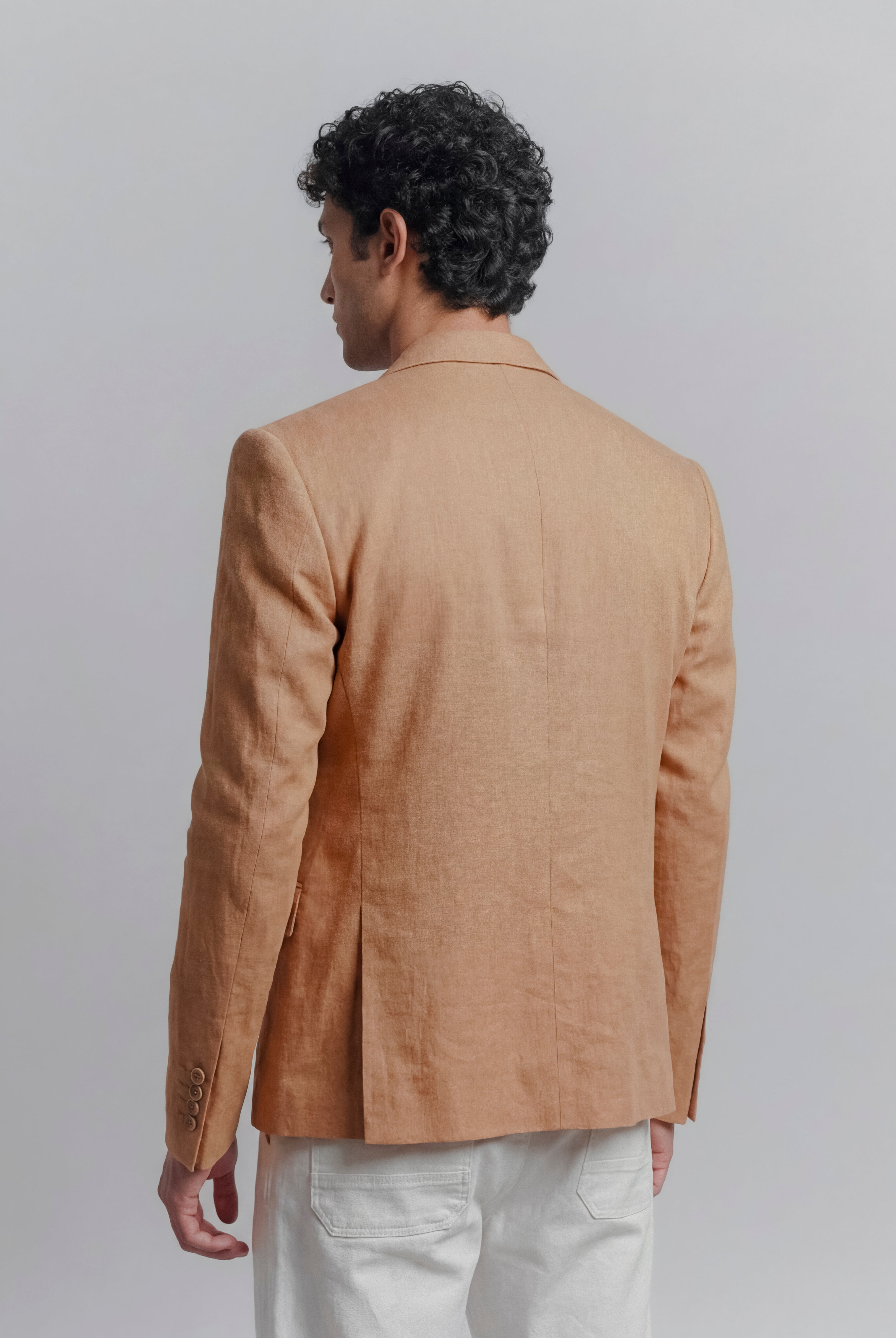 Linen Blazer - Brown - Mendeez