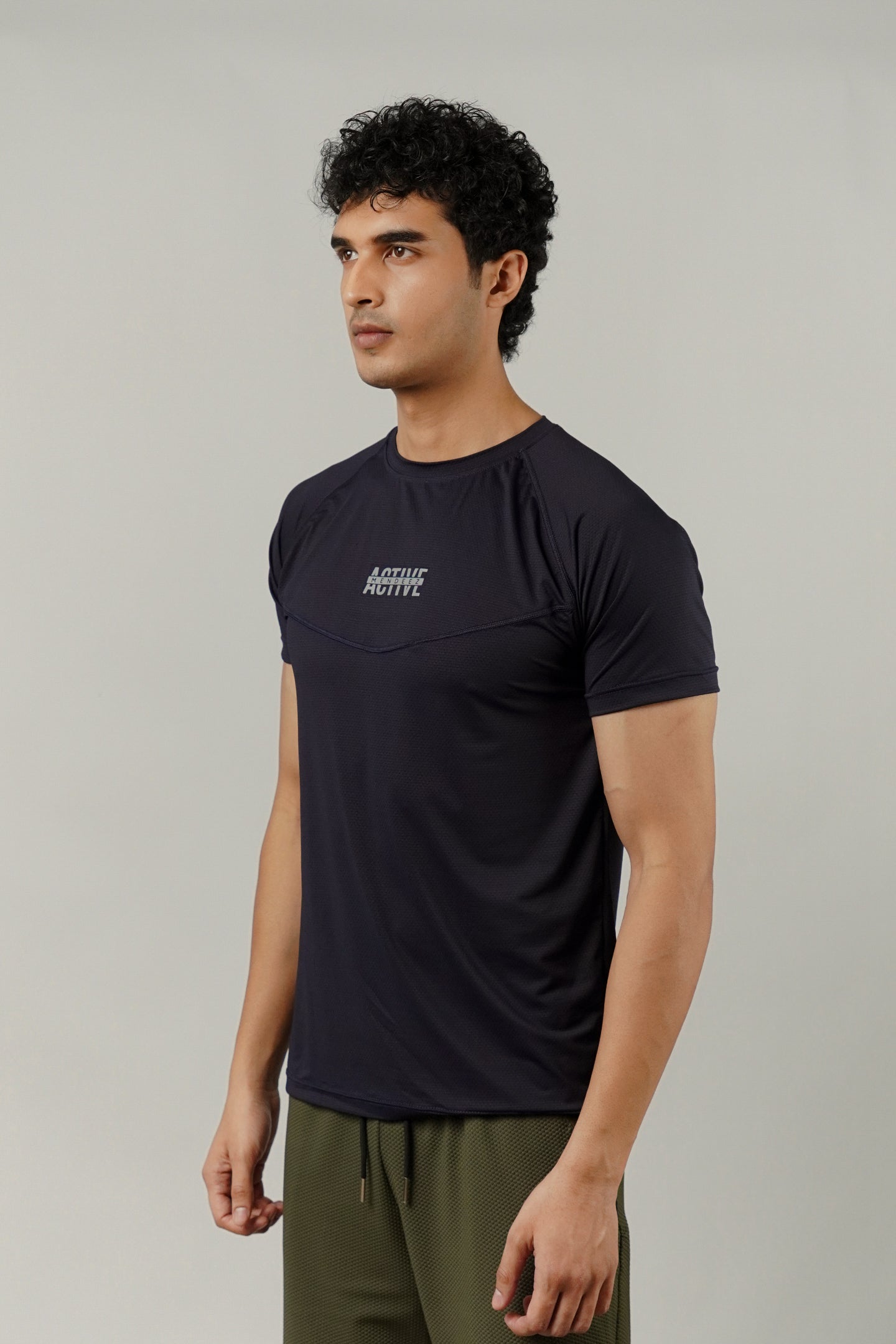 Textured T-Shirt - Navy Blue - Mendeez