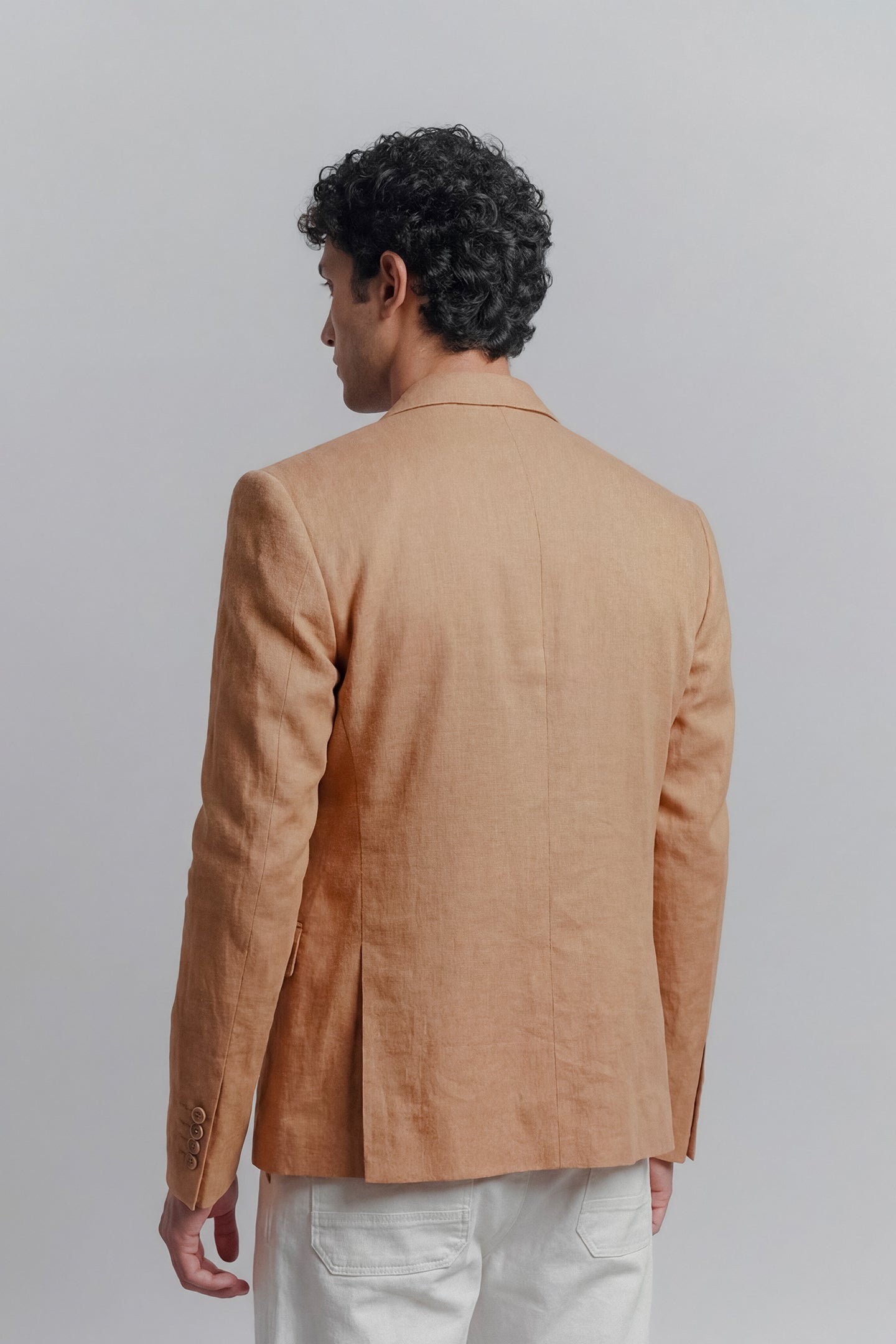 Linen Blazer - Brown - Mendeez