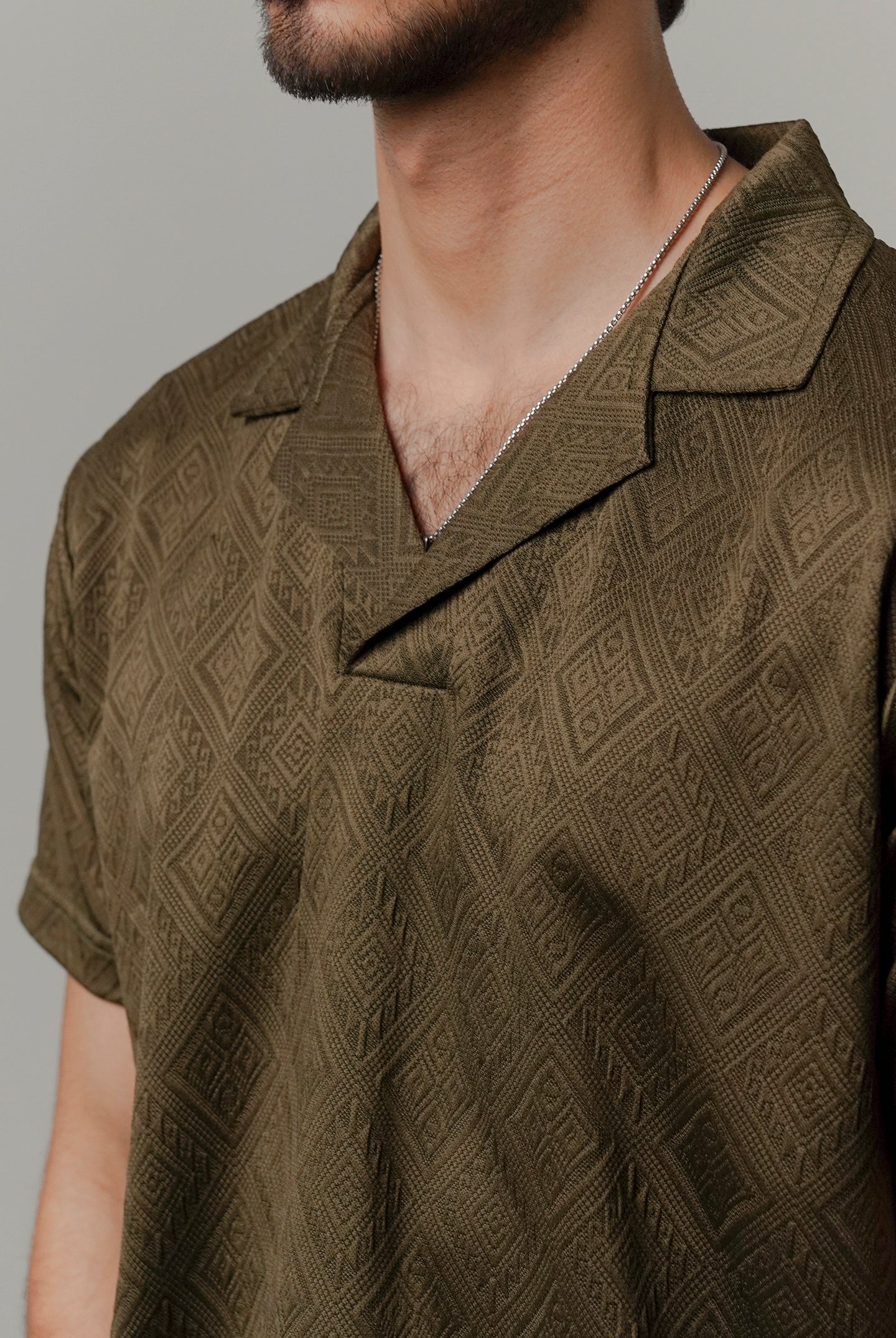 Cuban Collar Polo - Olive Green - Mendeez