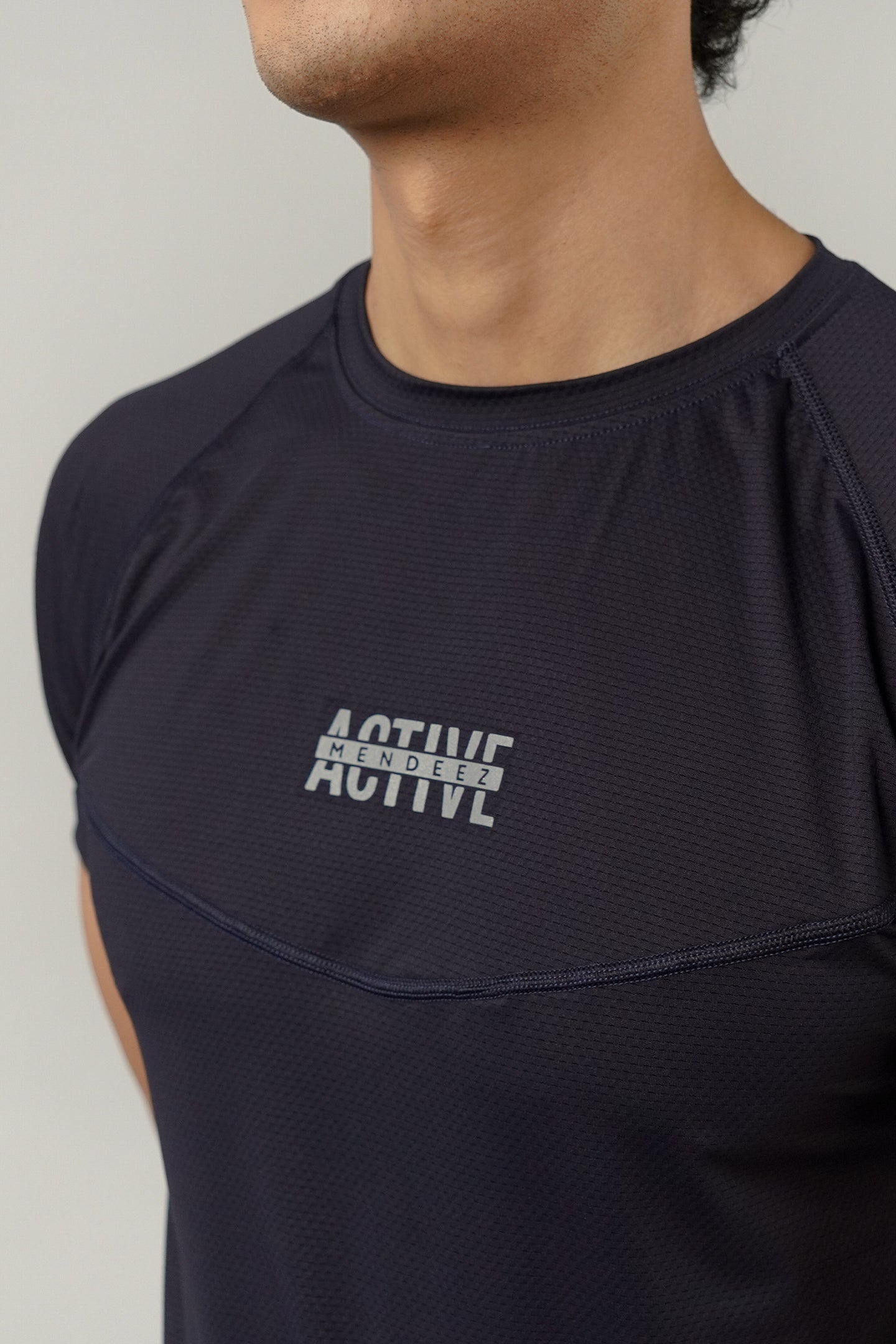 Textured T-Shirt - Navy Blue - Mendeez