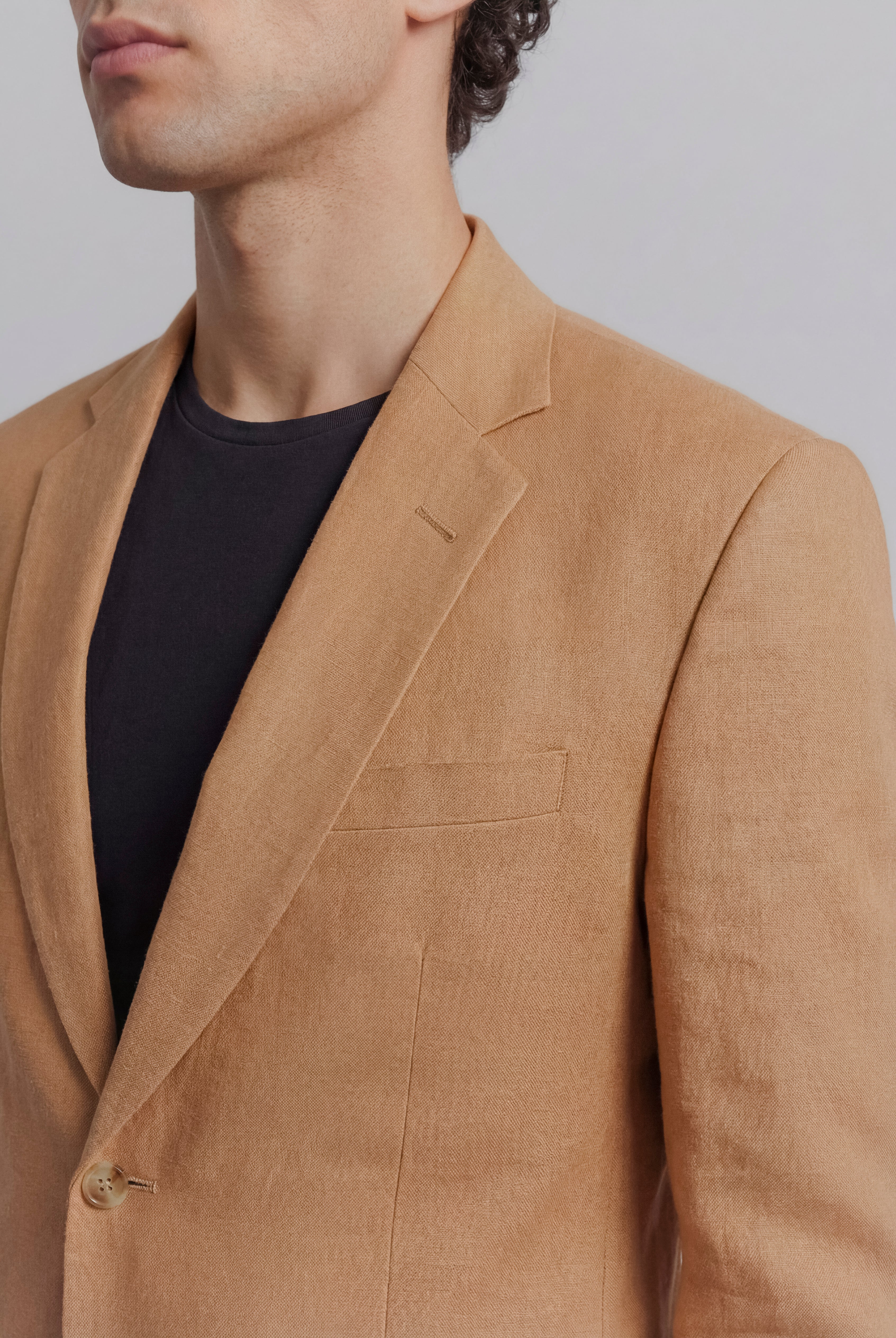 Linen Blazer - Brown - Mendeez