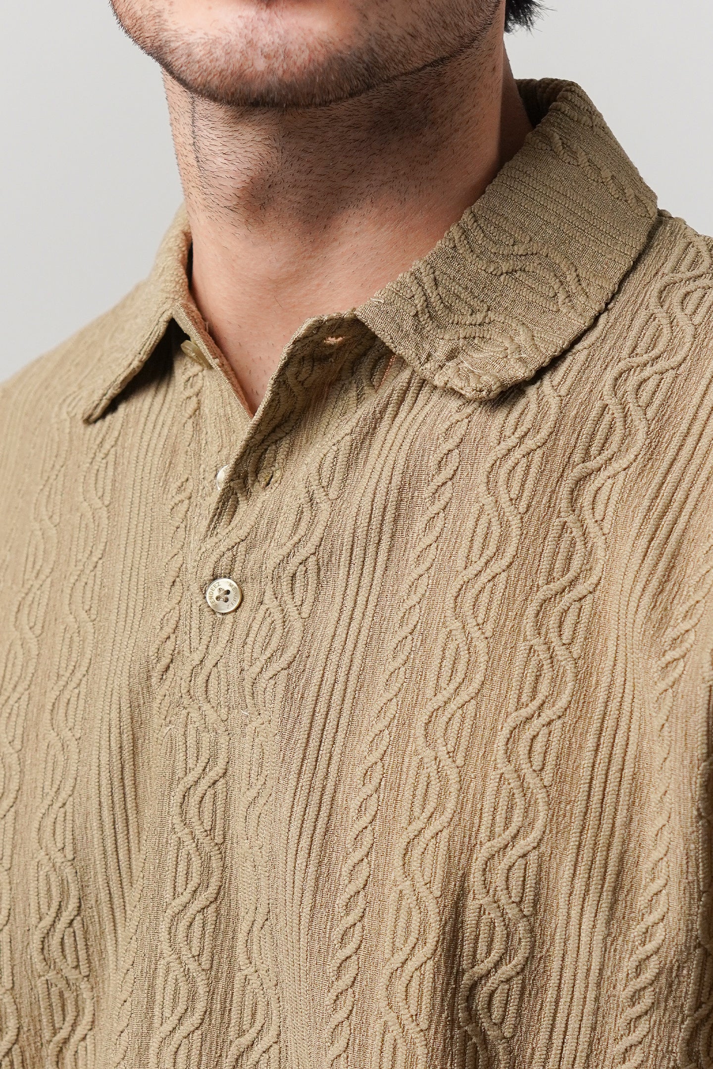 Knitted Polo Shirt - Dark Sand - Mendeez