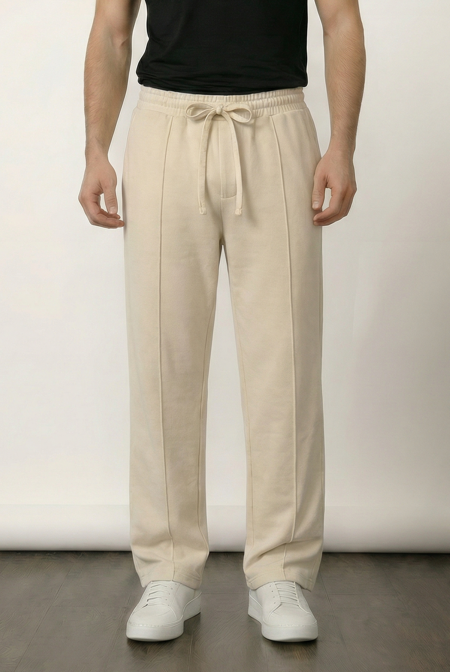 Pintex Jogger Pants - Cream - Mendeez