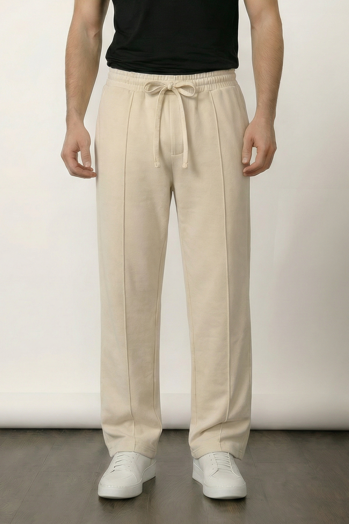 Pintex Jogger Pants - Cream - Mendeez