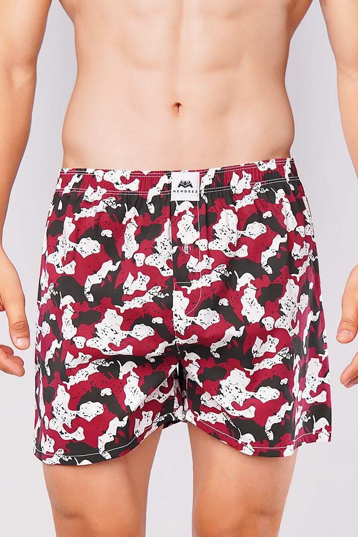 Crimson Camo Woven Boxer Shorts - Mendeez PK
