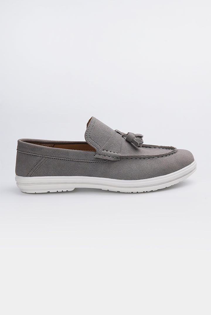 Slip On Suede Loafers - Grey - Mendeez