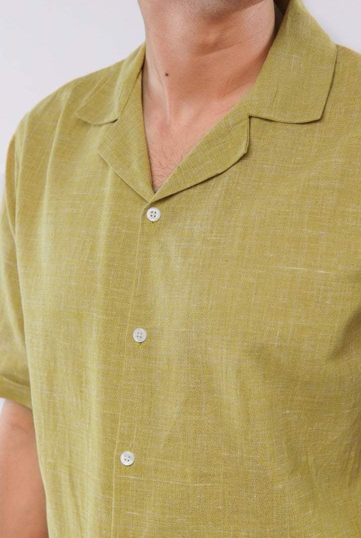 Texture Cuban Shirt - Mustard Yellow - Mendeez