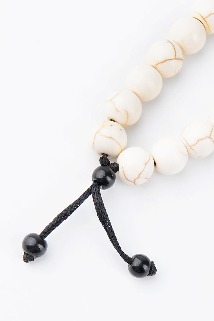 Adjustable Beaded Bracelet - Black & White - Mendeez