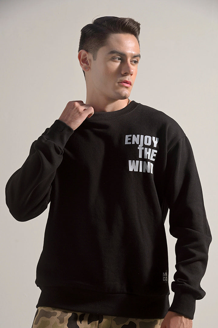 Oversized Graphic Sweatshirt - Black - Mendeez