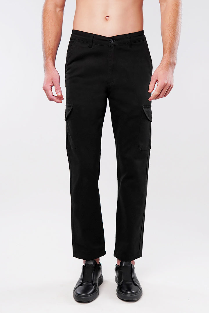 Straight Cargo Pants - Black - Mendeez